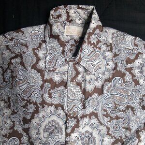 Vintage Sears Kings Road MCM Paisley Polyester Disco Shirt